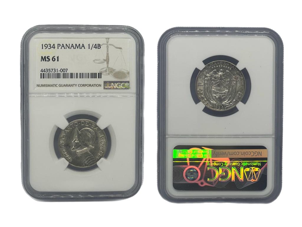 1/4 Balboa 1934 Panamá NGC
