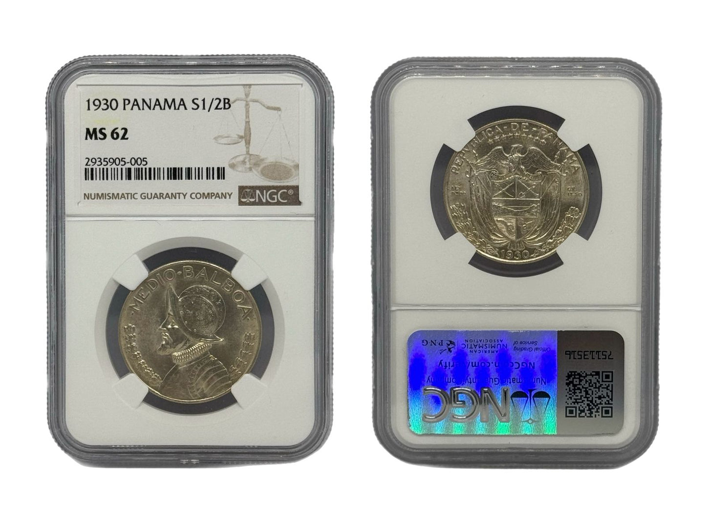 1/2 Balboa Plata 1930 Panamá NGC