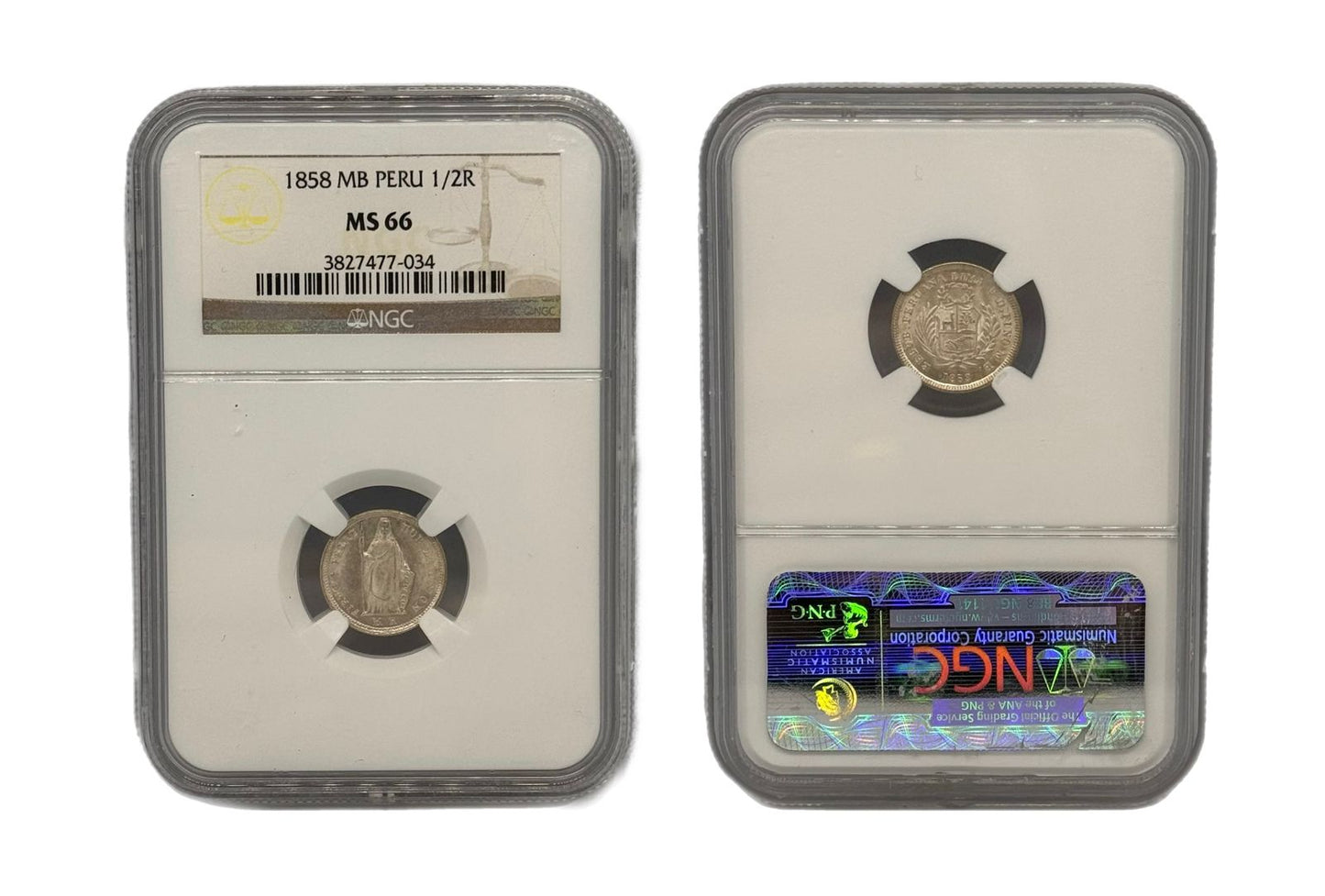 1/2 Real 1858 MB Perú NGC