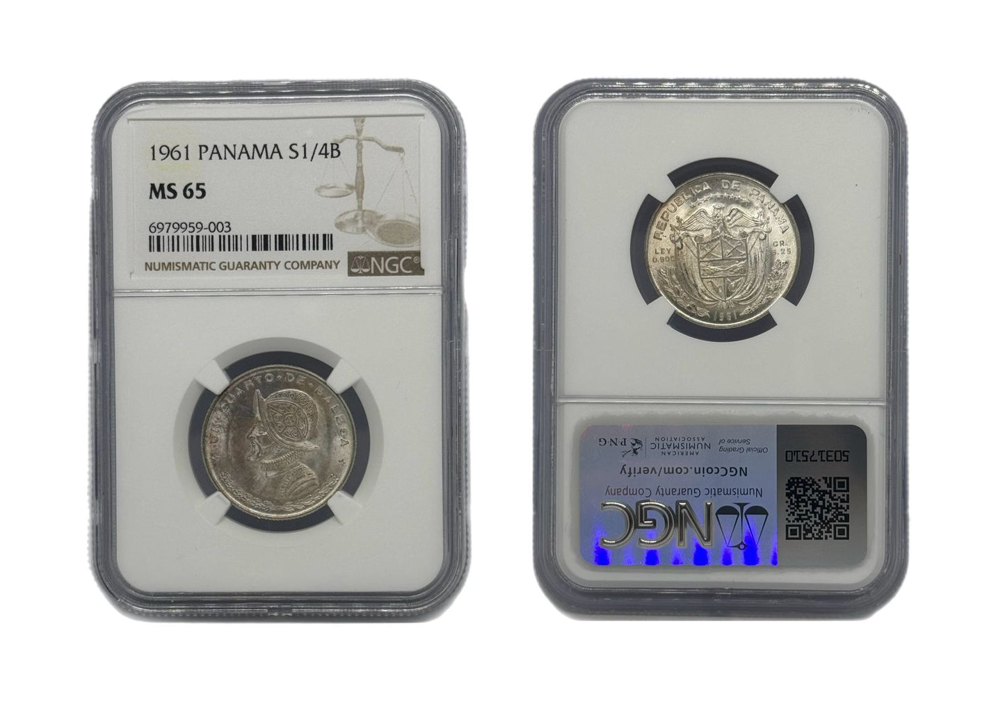 1/4 Balboa Plata 1961 Panamá