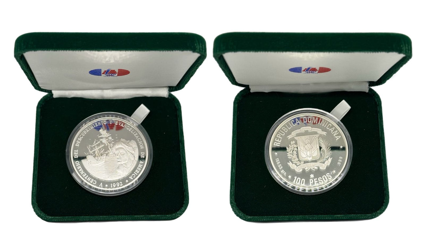 100 Pesos 1992 República Dominicana - V Centenario del Descubrimiento y Evangelización de America