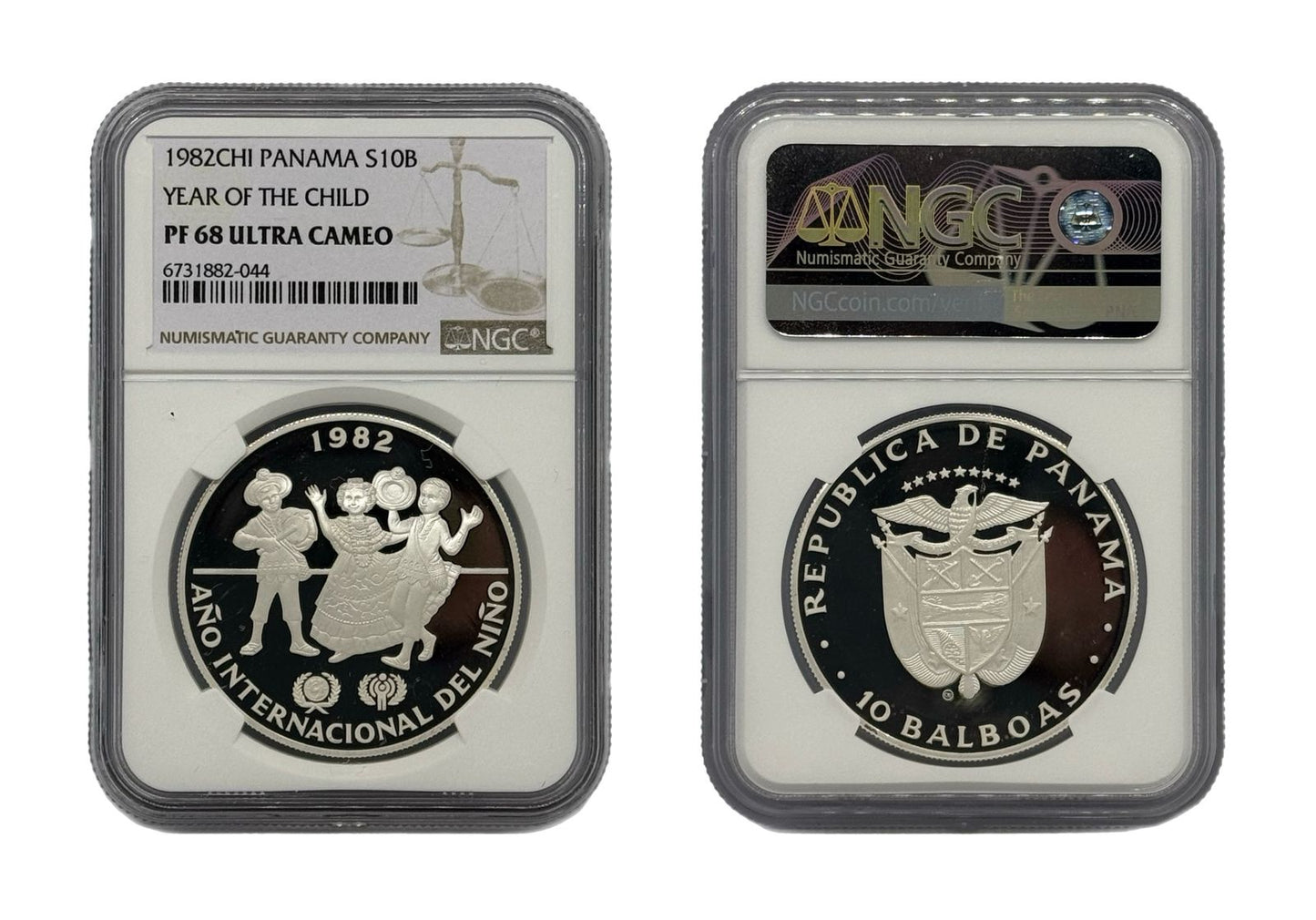 10 Balboas Plata 1982CHI Panamá NGC - UNICEF