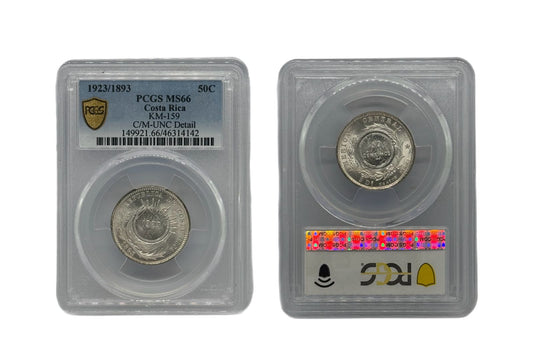 50 Centimos 1923/1893 Costa Rica PCGS