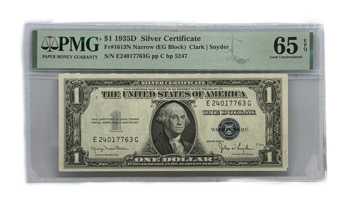 1 Dolar Silver Certificate 1935 PMG