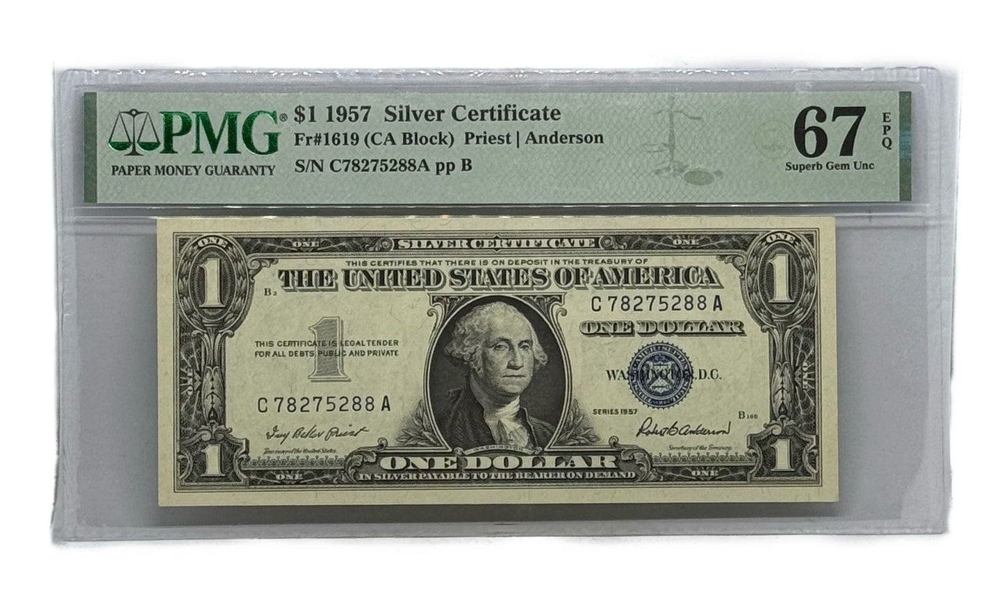 1 Dolar Silver Certificate 1957 PMG