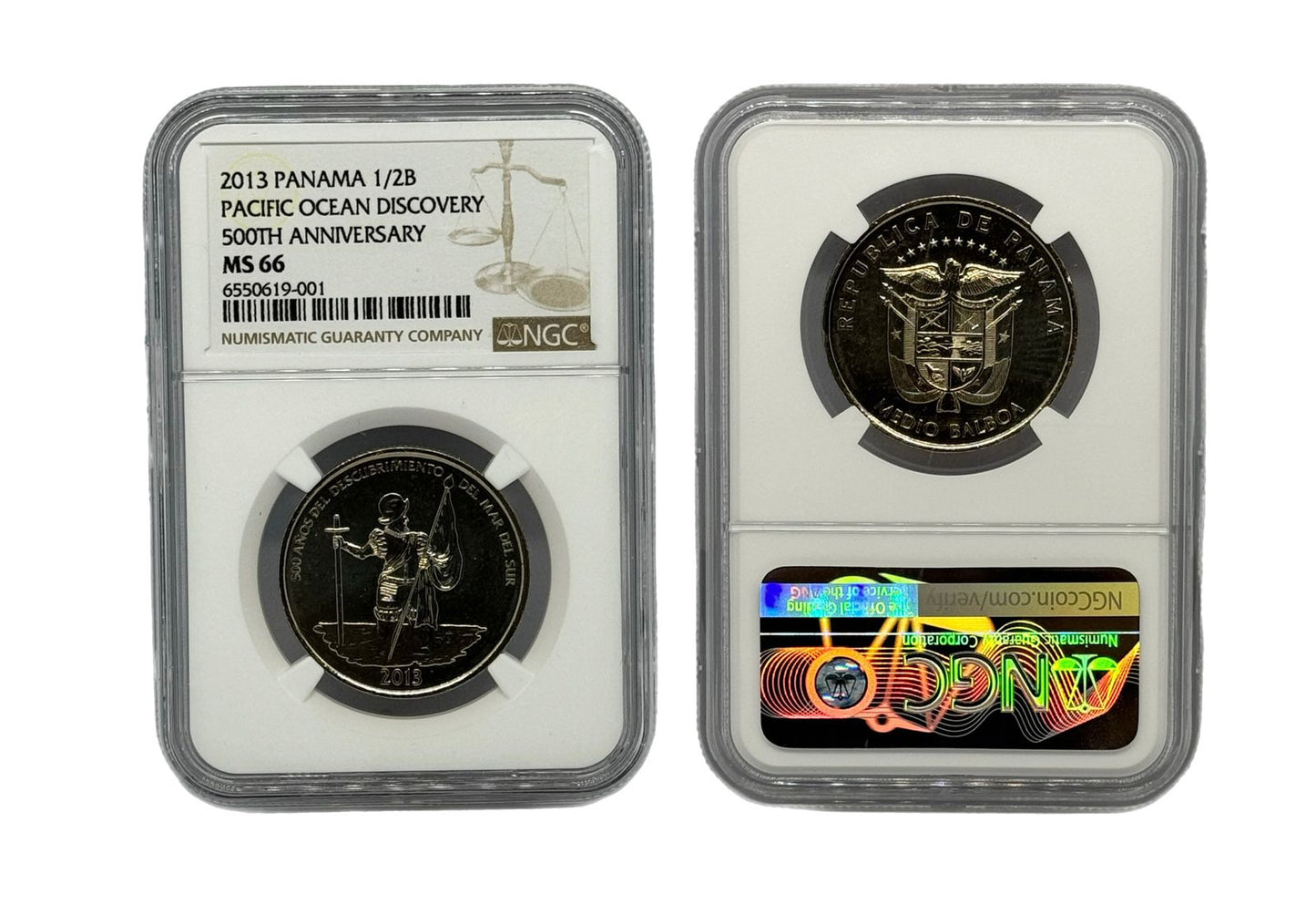 1/2 Balboa 2013 Panamá NGC - 500 Años del Descubrimiento del Mar del Sur