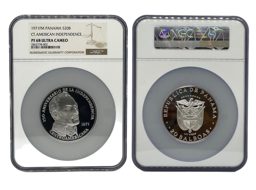 20 Balboas Panamá 1971 FM - 150 Aniversario de la Independencia Centroamericana