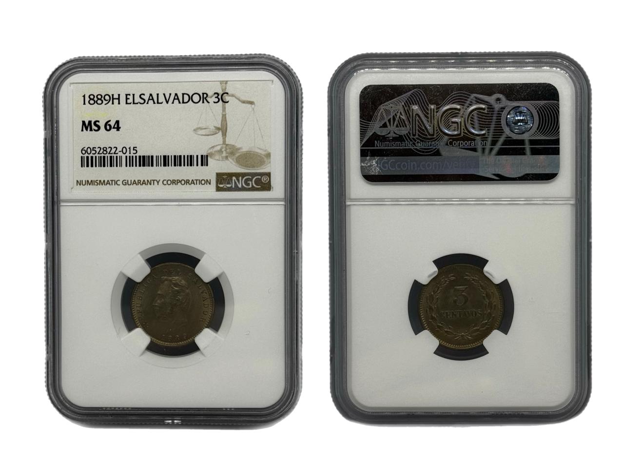 3 Centavos 1889H El Salvador NGC
