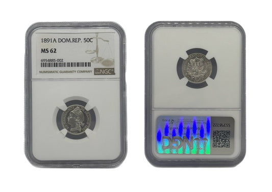 50 Centesimos Republica Dominicana 1891A NGC