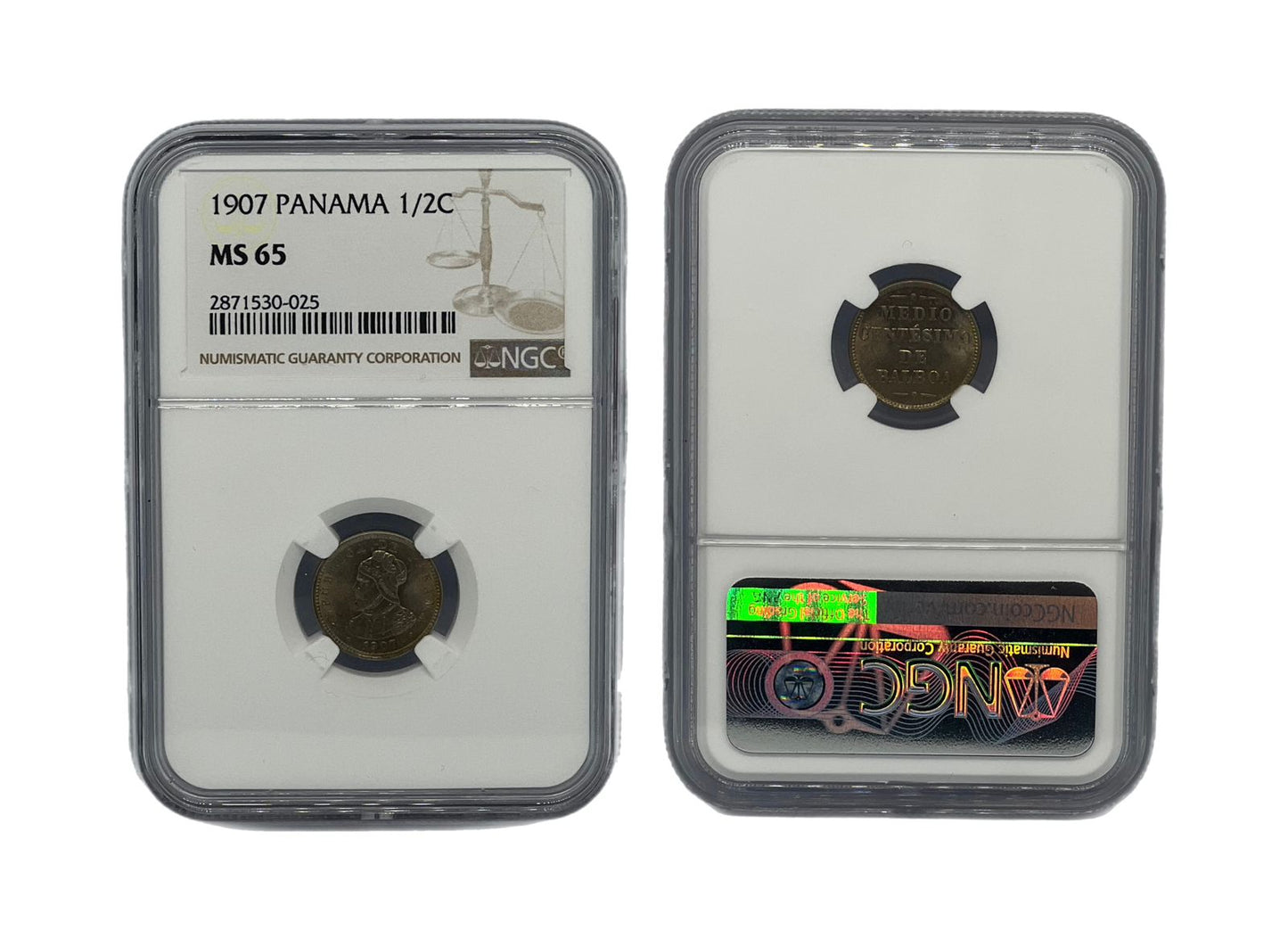 1/2 Centésimo 1907 Panamá NGC