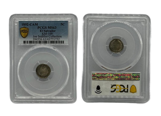 5 Centavos 1892CAM El Salvador NGC