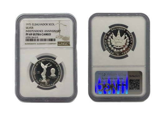 5 Colones Plata 1971 El Salvador NGC