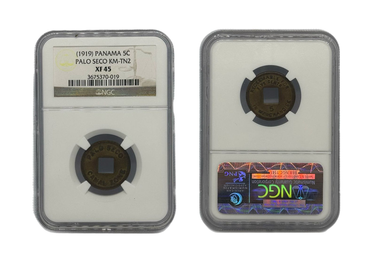 5 Centésimo 1919 Panamá Palo Seco NGC