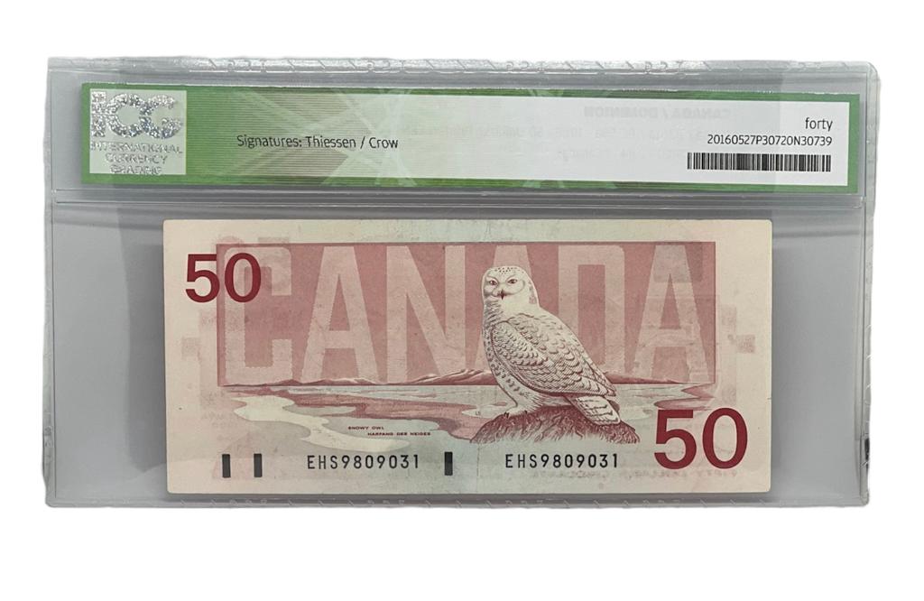 50 Dólar, P-98a, Canadá 1988, ICG 40 VF/EF