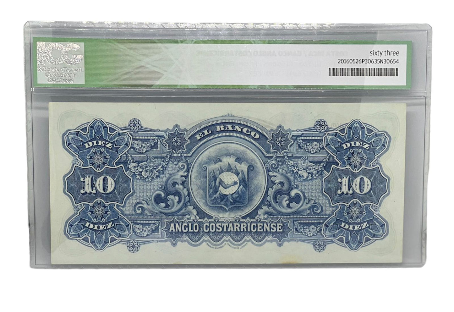 10 Colones, Costa Rica, P-s123r, 1/1/19xx, PMG 63 UNC