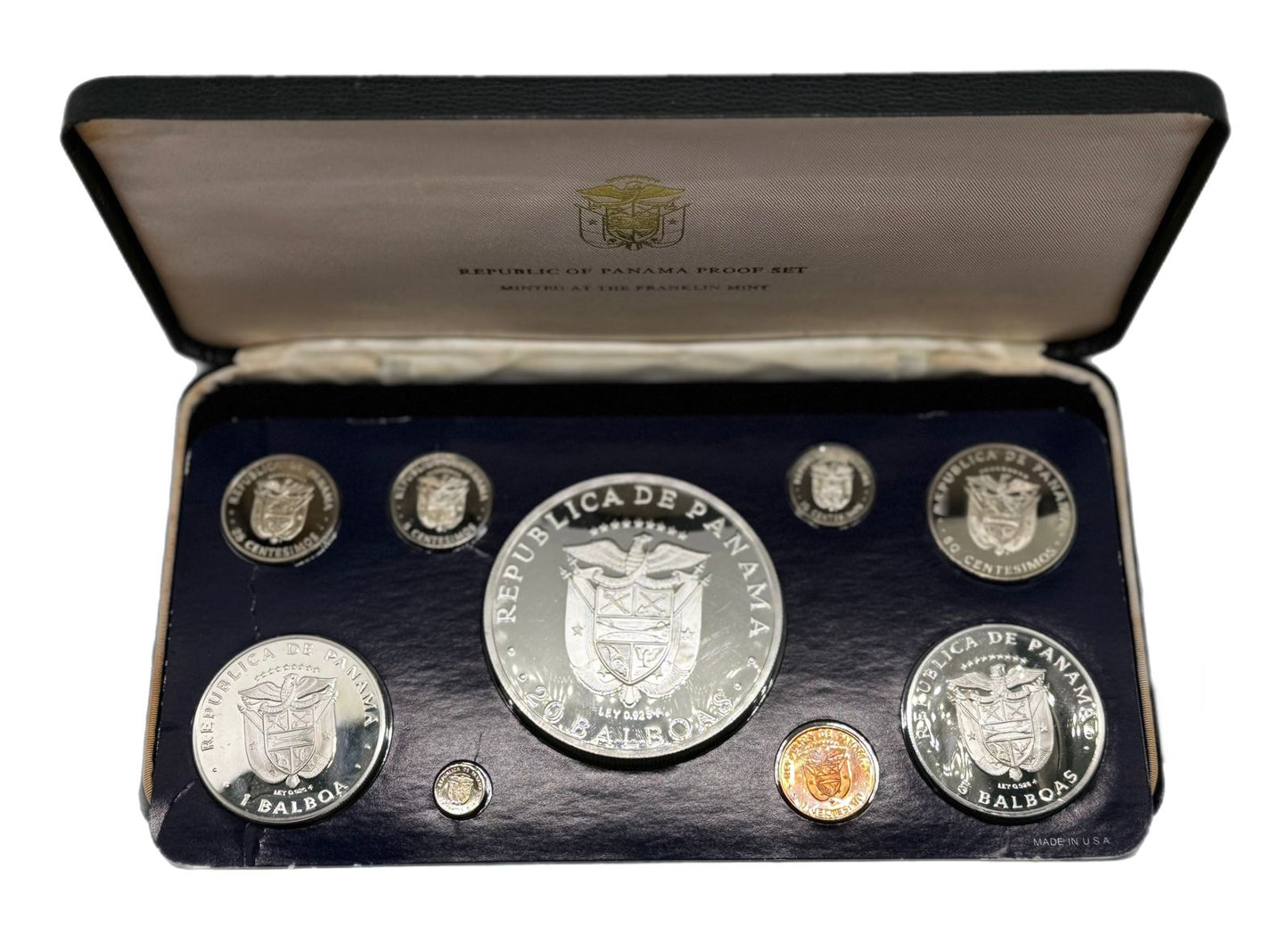 1977 Panamá Proof Set de 9 Monedas por Franklin Mint