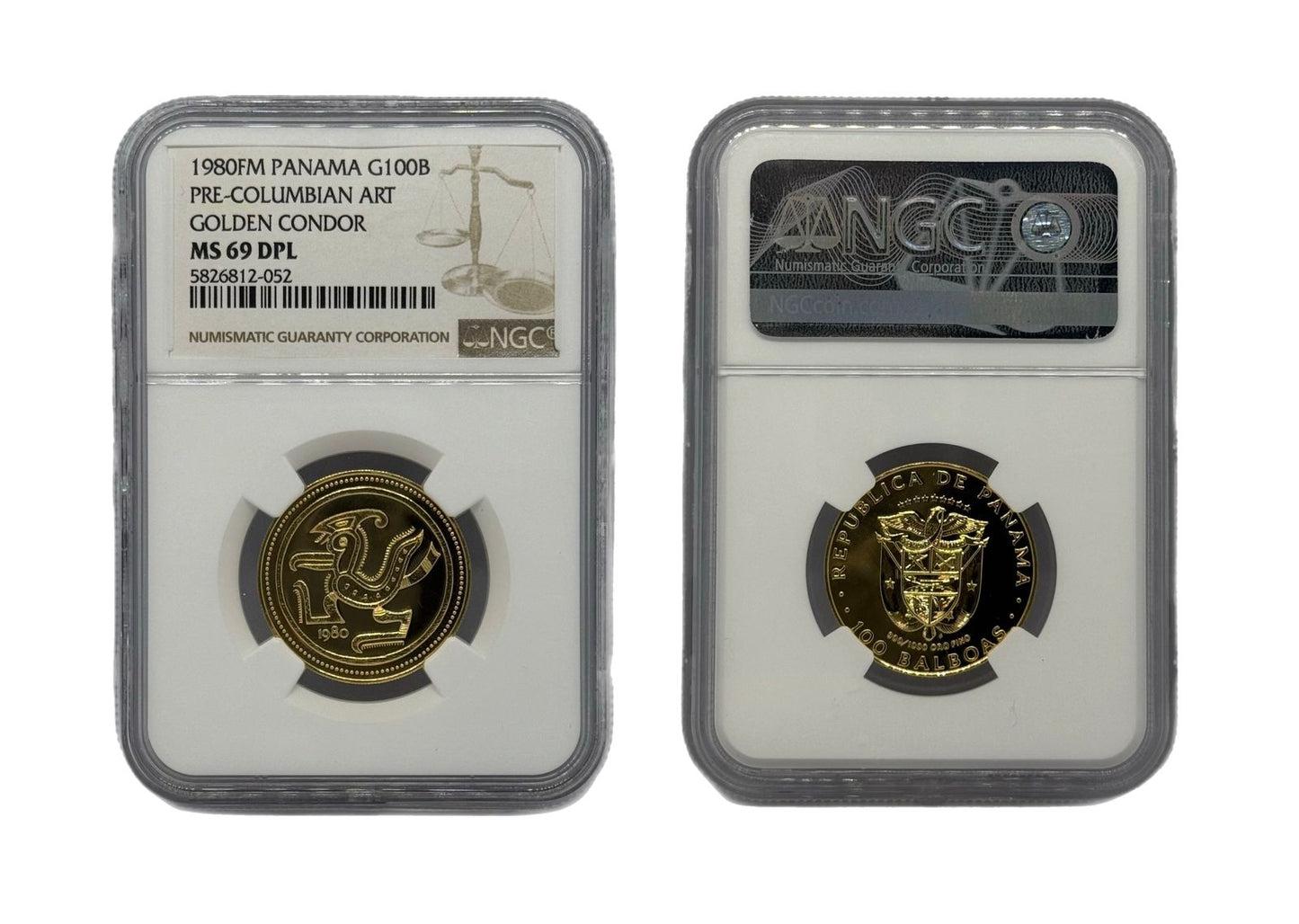 100 Balboas Oro 1980 FM Panamá NGC - Arte PreColombino