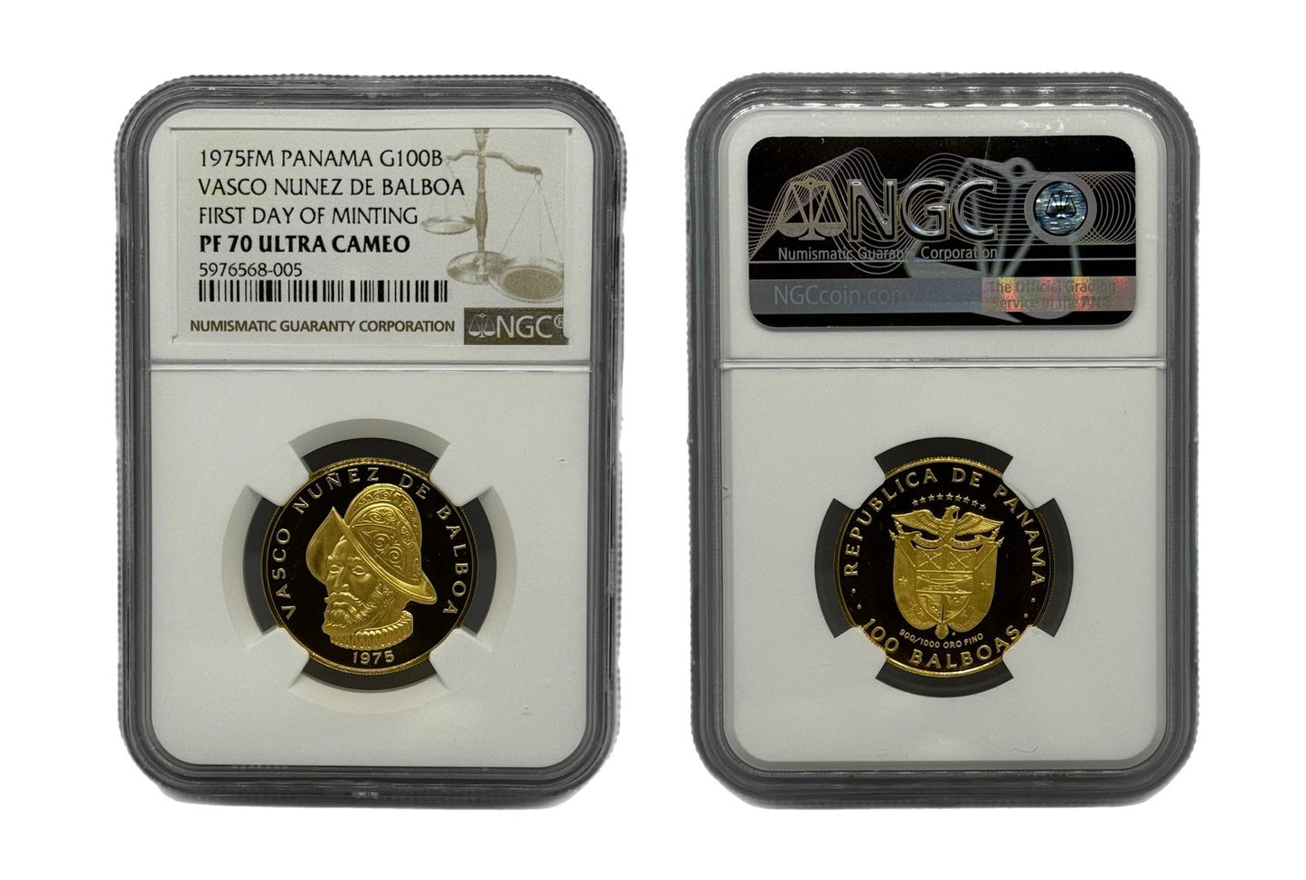 100 Balboas Oro 1975 FM Panamá NGC