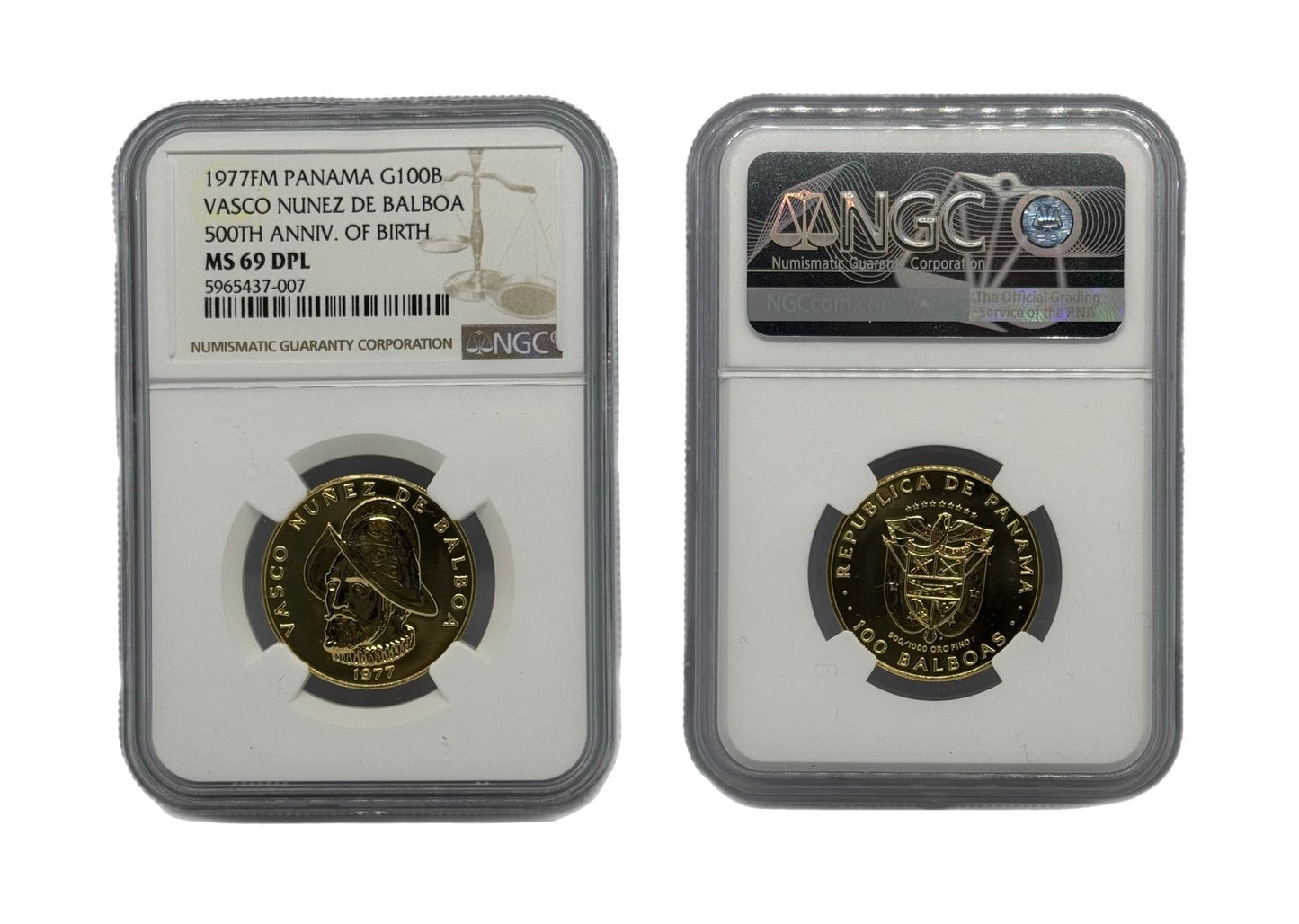 100 Balboas Oro 1977 FM Panamá NGC
