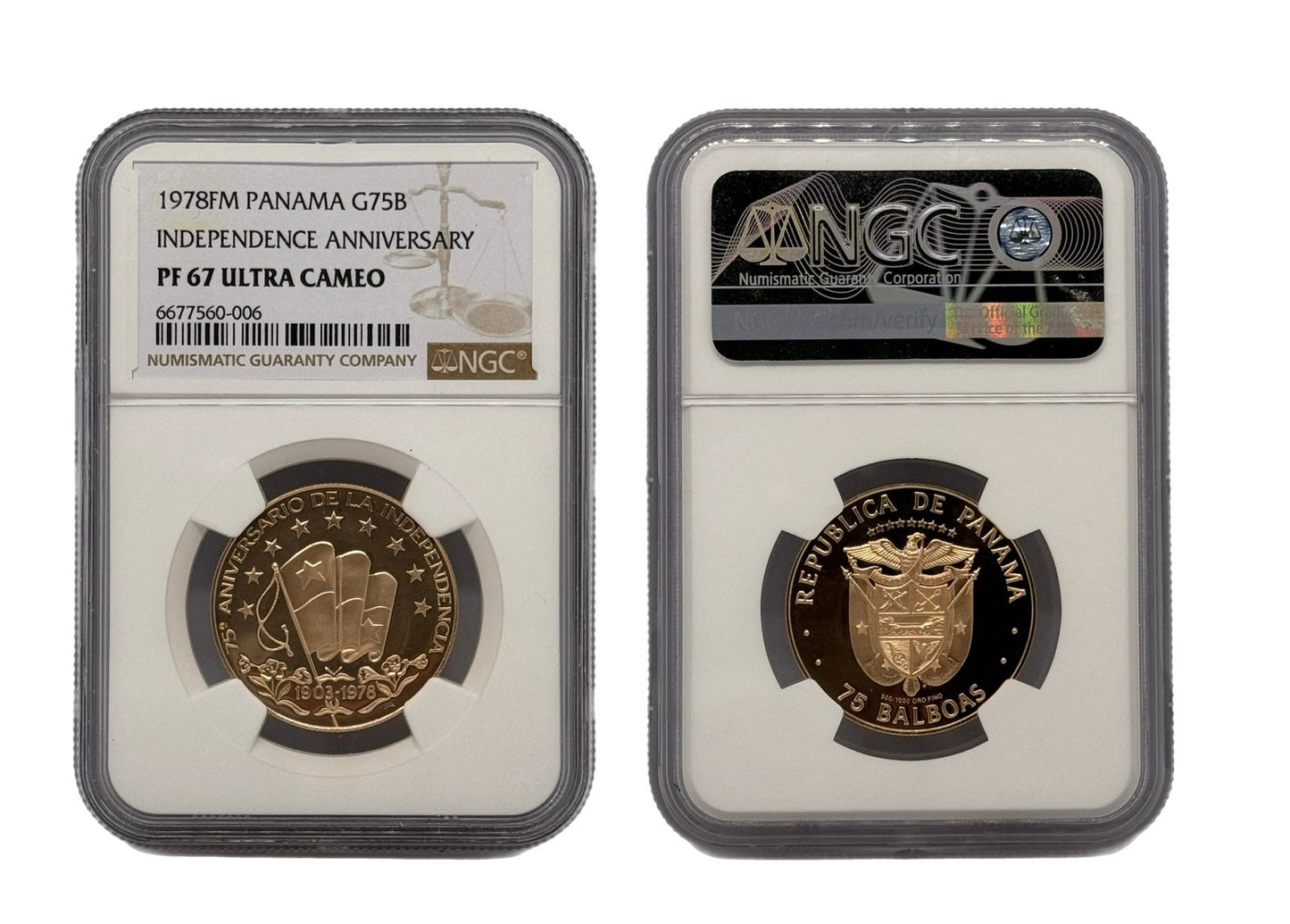 75 Balboas Oro 1978 FM Panamá NGC