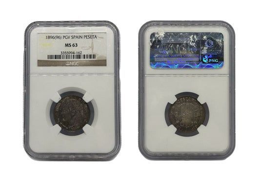 Peseta 1896 PGV  España NGC