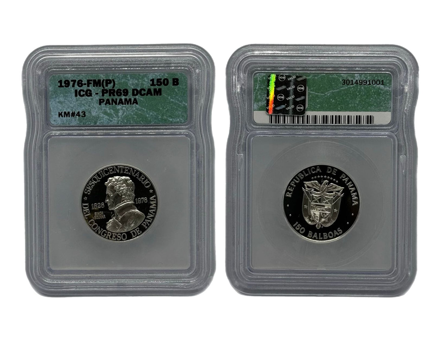 150 Balboas Platino 1976 FM Panamá NGC