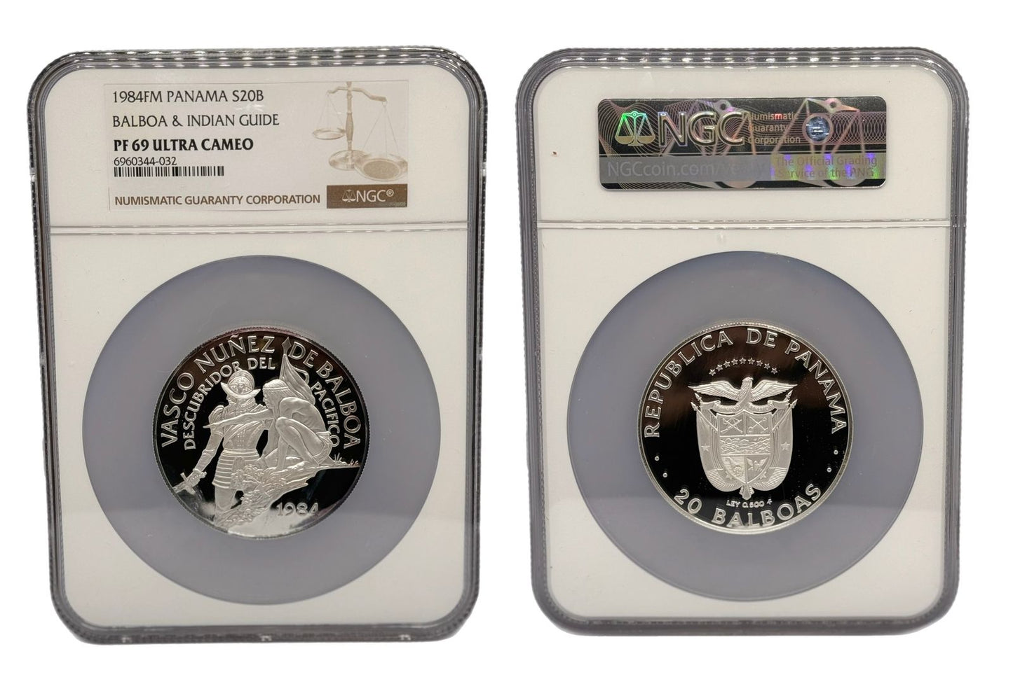 20 Balboas Panamá 1984 FM - Vasco Nuñez de Balboa