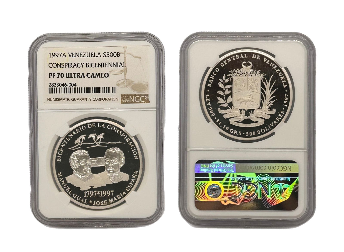500 Bolívares Plata 1997A Venezuela NGC
