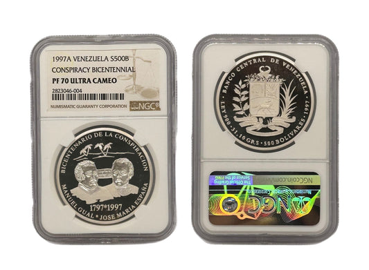 500 Bolívares Plata 1997A Venezuela NGC