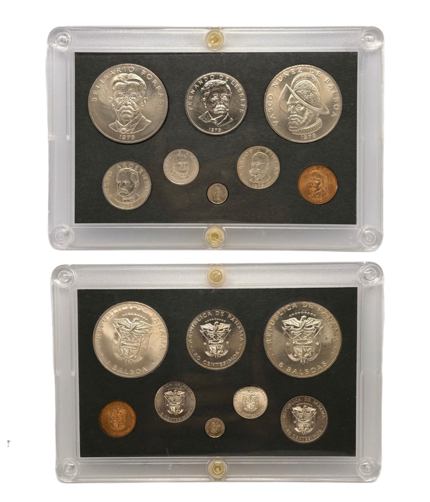 1975 Panamá Set de 8 Monedas Personajes Ilustres Matte