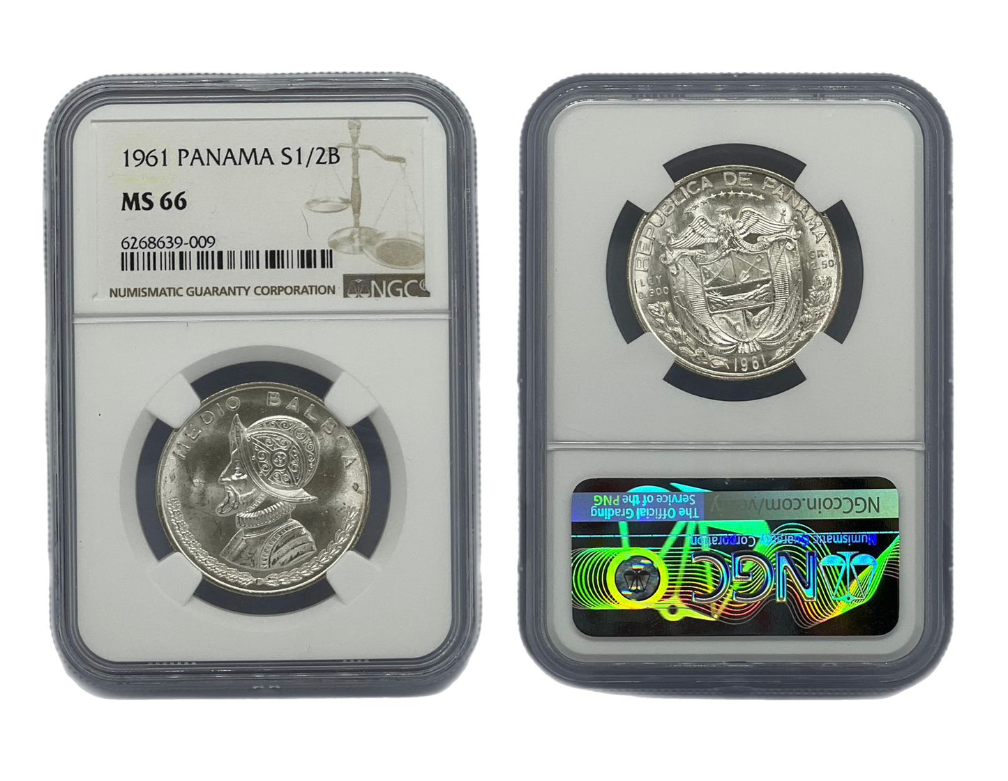 1/2 Balboa Plata 1961 Panamá NGC