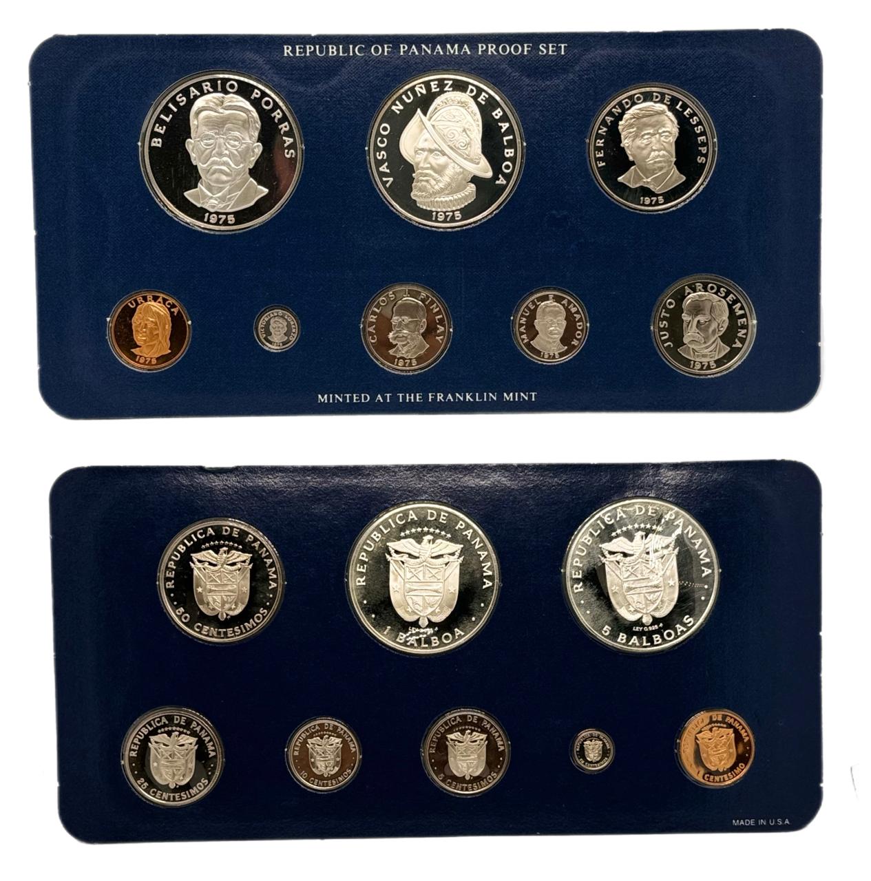 1975 Panamá Proof Set de 8 Monedas por Franklin Mint
