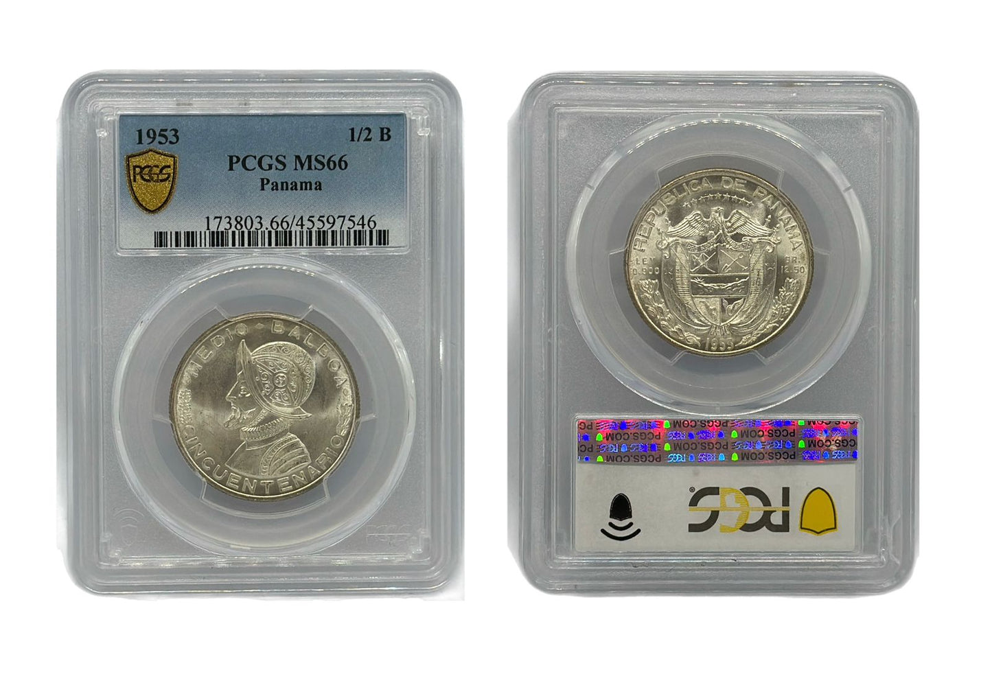 1/2 Balboa Plata 1953 Panamá NGC