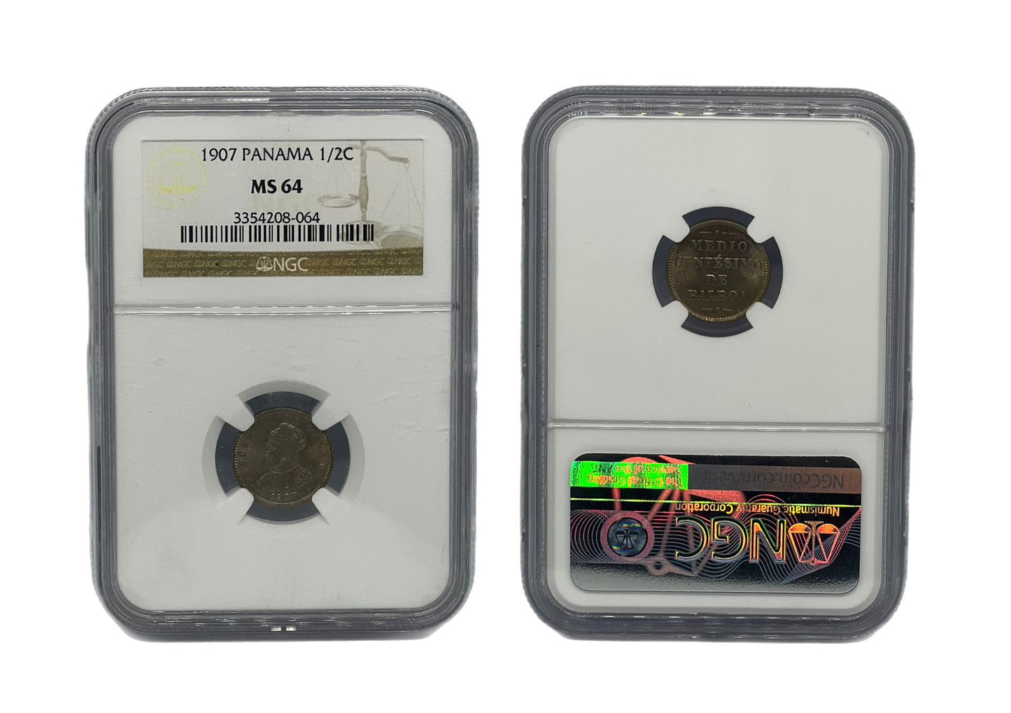 1/2 Centésimo 1907 Panamá NGC