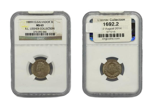 3 Centavos 1889H El Salvador NGC