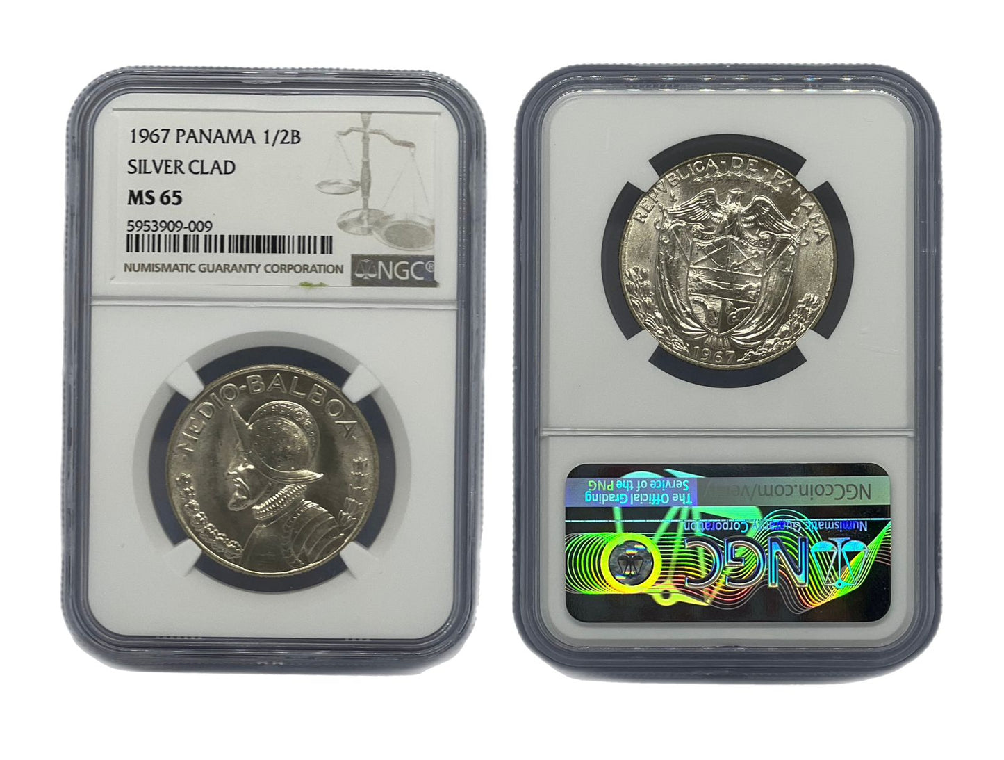 1/2 Balboa 1967 Panamá NGC