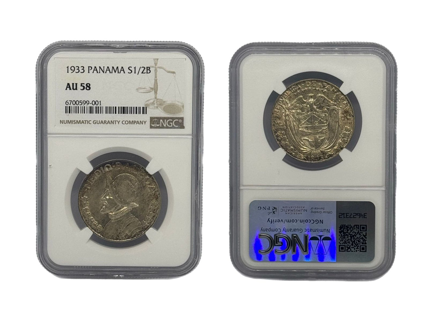 1/2 Balboa 1933 Panamá NGC