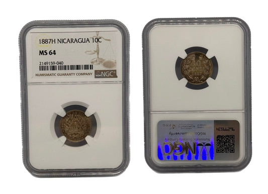 10 Centavos 1887H Nicaragua NGC