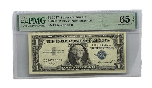 1 Dolar Silver Certificate 1957 PMG