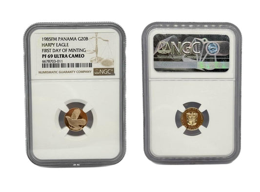 20 Balboas Oro 1985 FM Panamá NGC