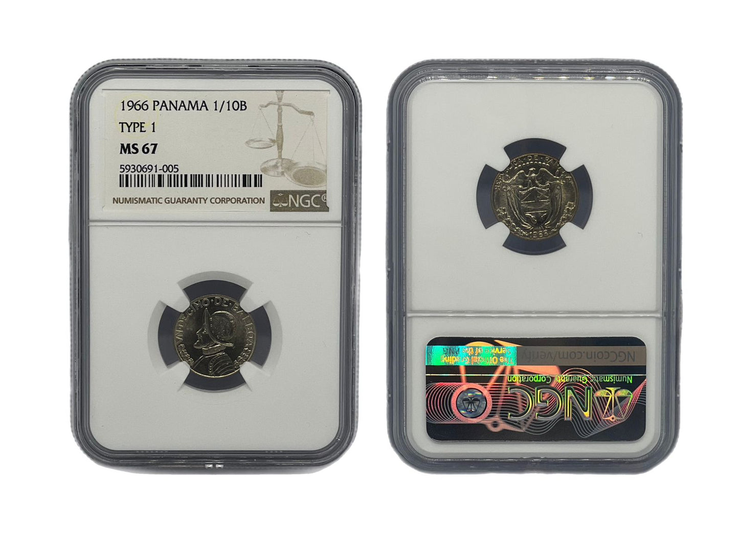 1/10 Balboa Plata 1966 Panamá NGC