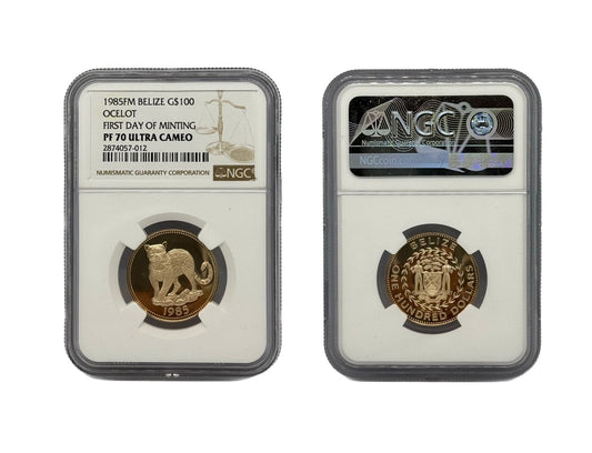 100 Dólar Oro 1985 FM Belize NGC