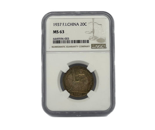 20 Centavos 1937 F.I.China NGC