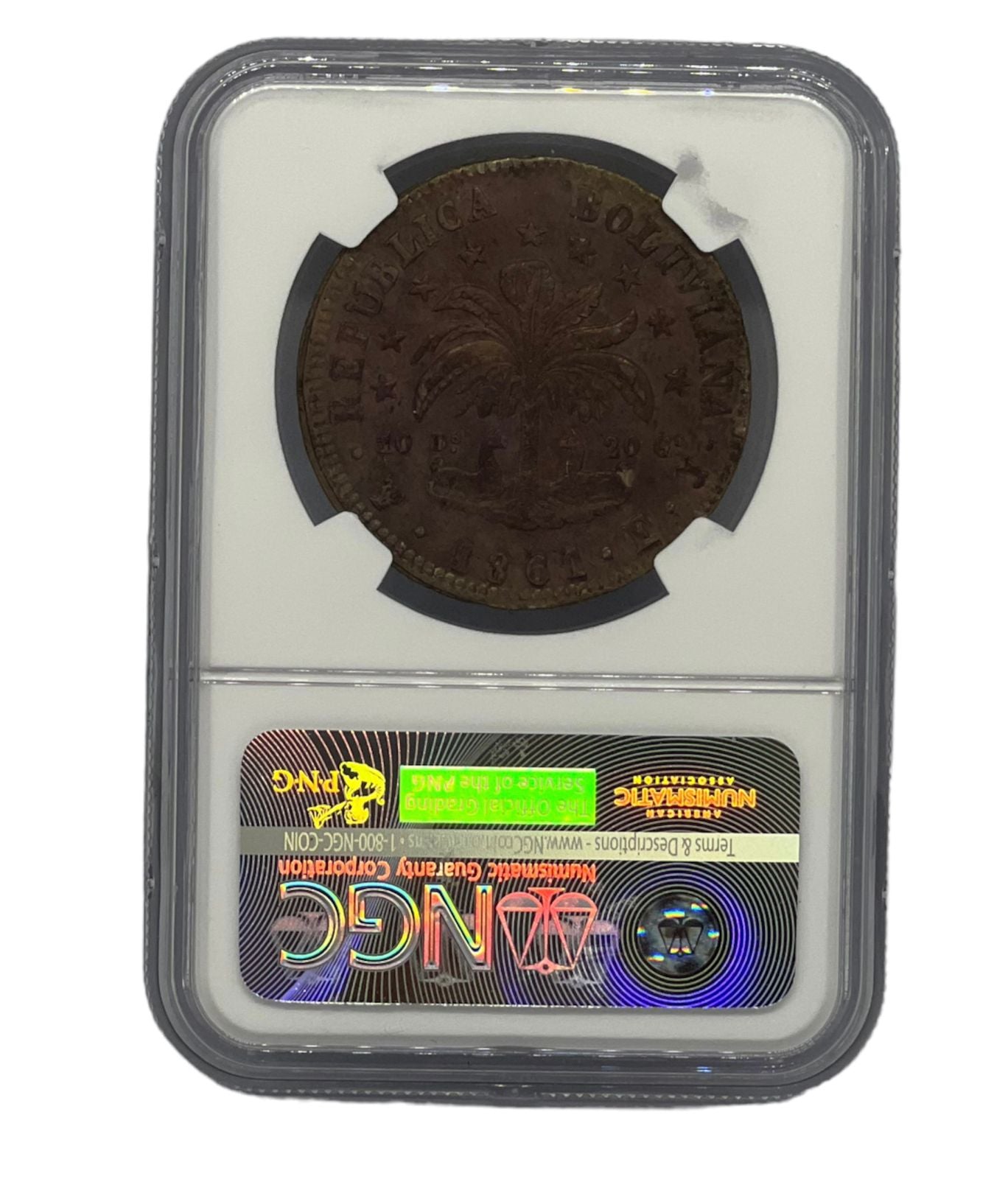 8 Soles Plata 1861PTS Bolivia NGC