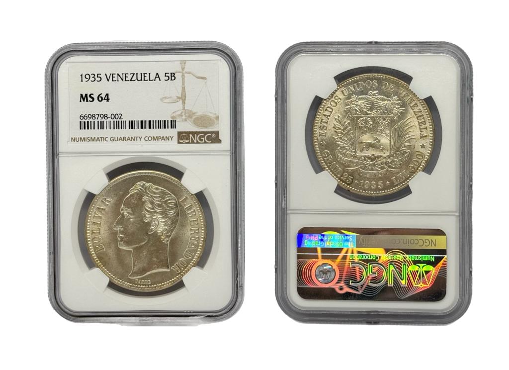 5 Bolivares 1935 Venezuela NGC