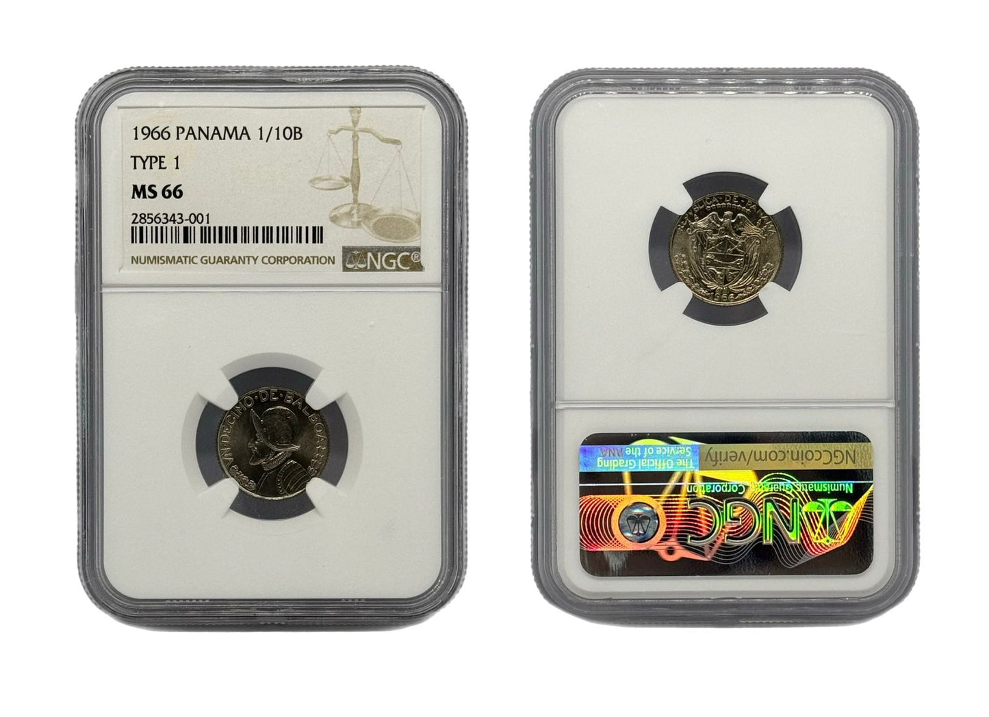 1/10 Balboa Plata 1966 Panamá NGC