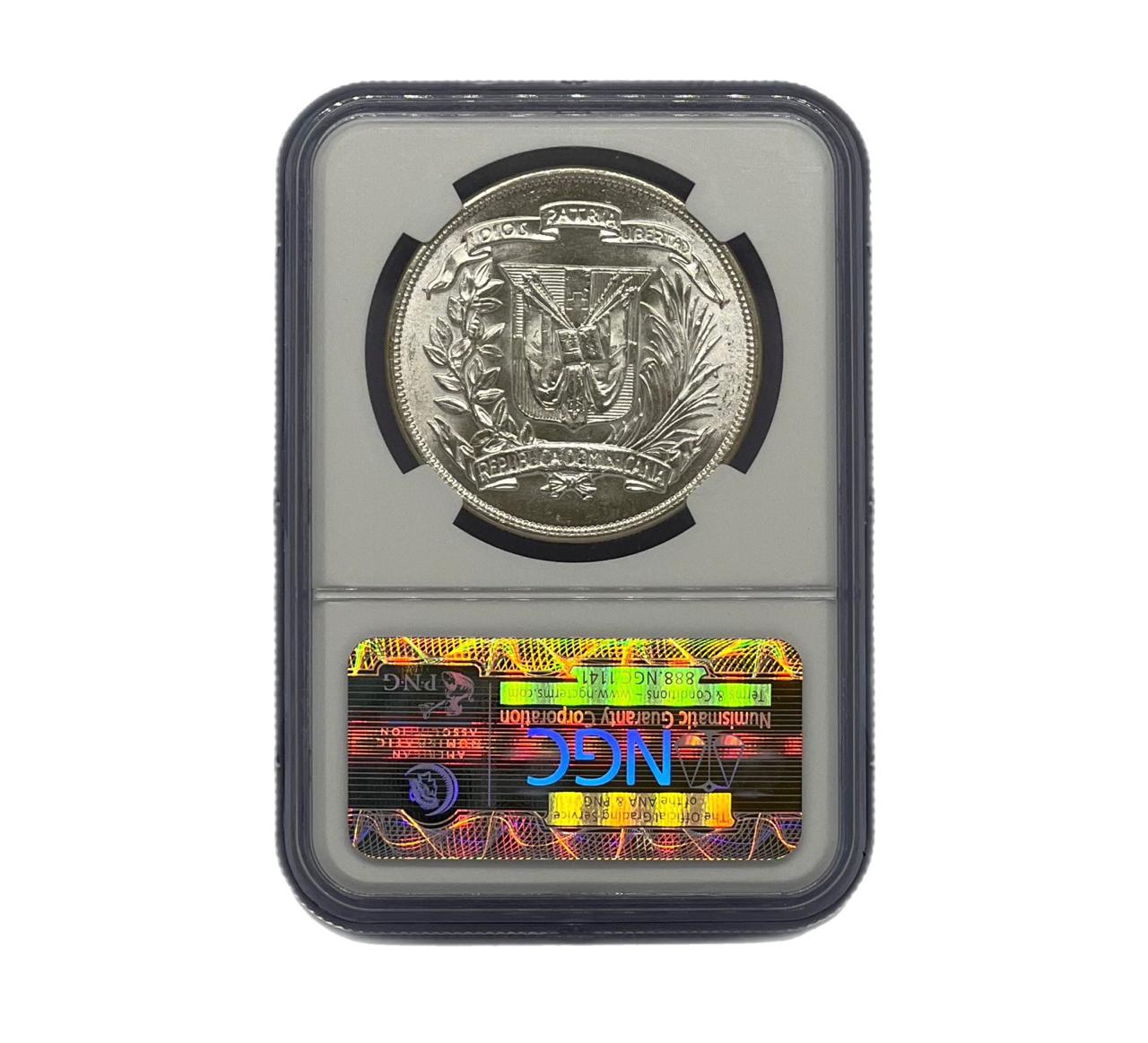 Peso Plata 1955 Republica Dominicana NGC