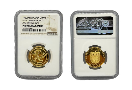 100 Balboas Oro 1980 FM Panamá NGC - Arte PreColombino