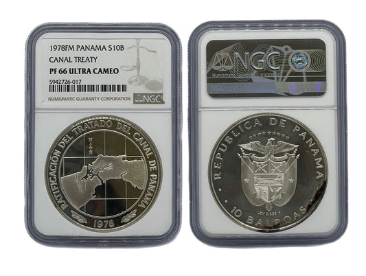 10 Balboas Plata 1978FM Panamá NGC