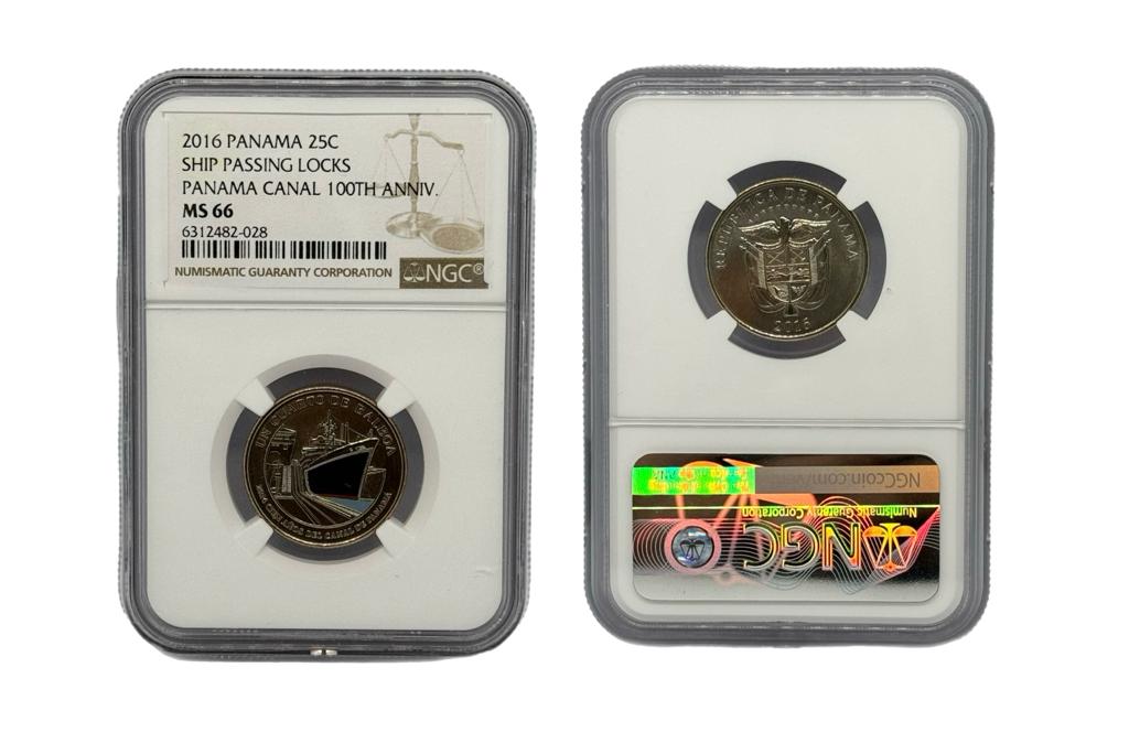 25 Centésimo 2016 (Ship Passing Locks) Panamá NGC